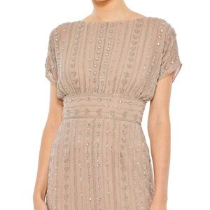 (169) BNWT MAC DUGGAL BEADED CAP SLEEVE COLUMN MIDI DRESS #93649